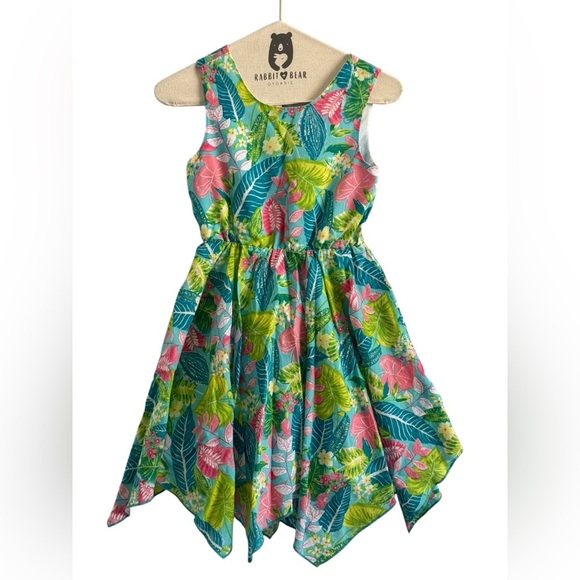 Tommy Bahama Sleeveless Asymmetrical Hem Lined  Back Cut Out Button Dress Sz 3T - Picture 1 of 7